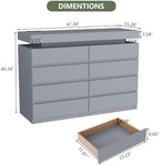 Gyfimoie 8 Drawer Dresser with Power Outlet, Modern Dresser with LED Light