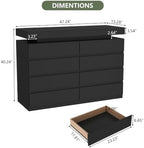Gyfimoie 8 Drawer Dresser with Power Outlet, Modern Dresser with LED Light