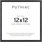 puthiac 12x12 Solid Oak Wood Picture Frame, Black, 1 Pack