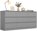 Spaco Grey Dresser for Bedroom,Modern Large 9 Drawer Dresser with Deep Drawer,Wide Storage Chest of Drawer,Wood Bedroom Storage Organizer Furniture,TV Stand for Living Room