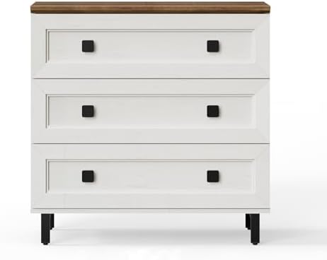 FENSULN Modern White Dresser for Bedroom with 6 Drawers, 2 in 1 Wooden Chest of Drawers with Organizer Storage for Bed Room,Livingroom Hallway