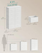 SONGMICS Dresser for Bedroom, Tall Dresser with 10 Fabric Drawers