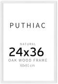 puthiac 24x36 Solid Oak Wood Picture Frame, White, 1 Pack