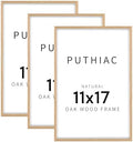 puthiac 11x17 Solid Oak Wood Picture Frames, Natural Oak, 3 Pack