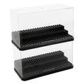 Acrylic Minifigure Display Case Stackable Action Figures Blocks Display Box, Clear Dustproof Display Case Box for Lego Lovers - color: Black, size: Medium 2 Pack
