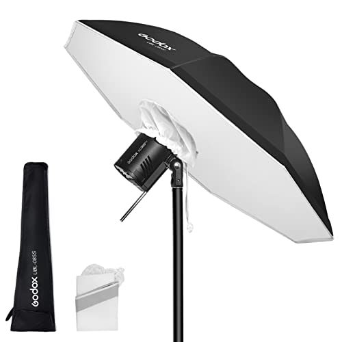 Godox UBL-85S 85cm 33.4” Black Silver Reflective Umbrella Photography Studio Soft Light Umbrella with Large Diffuser Cover for Video Shooting