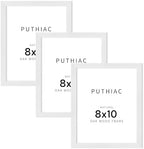 puthiac 8x10 Solid Oak Wood Picture Frames, White, 3 Pack
