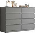 Grey Dresser for Bedroom,Modern Large 8 Drawer Dresser with Deep Drawer,Wide Storage Chest of Drawer,Wood Bedroom Storage Organizer Furniture,TV Stand for Living Room