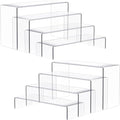 Anglelife Large Acrylic Risers, 8 Pcs 2 Set (7”L~8”L~9”L) Rectangular Stands Shelf Clear for Decor, Clear Display Risers Cake Shelves Retail Shoe Showcase