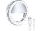 Selfie Ring Light for iPhone, Android, Tablet - Rechargeable Clip-on 3 Light Levels