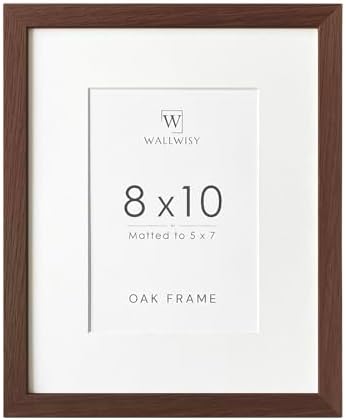 8x10 Picture Frame, Solid Oak Wood 8 x 10 Photo Frame with Mat to 5x7