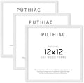 puthiac 12x12 Solid Oak Wood Picture Frames, White, 3 Pack
