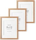 9x12 Wood Frame, Solid Oak 9x12 Picture Frame with Mat to 6x8