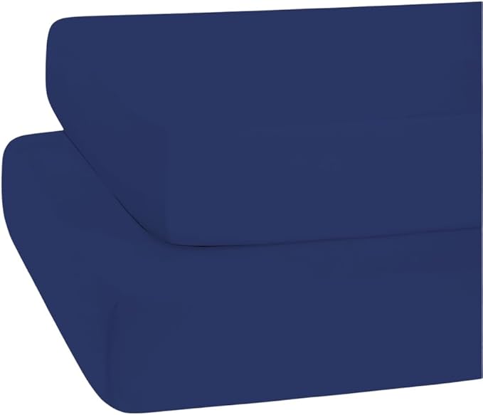Lukeville's Cot Sheet 30" x 80", Daycare for Cot Size Mattress Sheets Pack of 2 Fitted Narrow Twin/Camp Bunk/Rvs Bunk/Trifold Mattress, Soft and PolyBlend Microfiber Cover for Toddler, Navy Blue