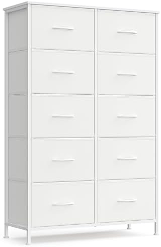 SONGMICS Dresser for Bedroom, Tall Dresser with 10 Fabric Drawers