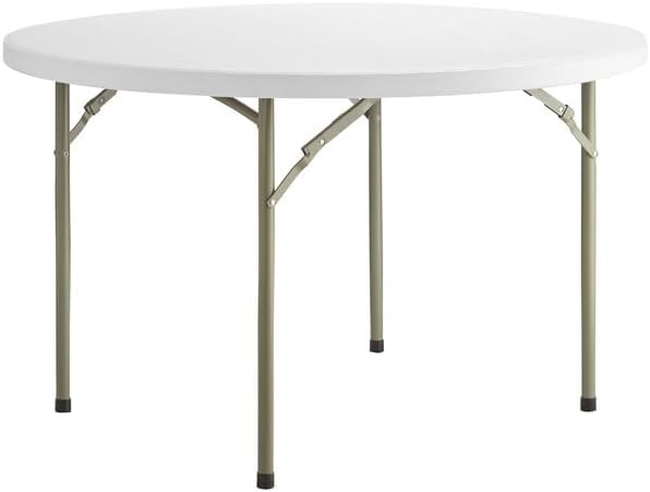 PRO&Family Commercial Round Folding Table, White Top, Powder-Coated Steel Frame, High-Impact Polyethylene Construction, Perfect for Wedding, Party, Shool, Church. (3, 48")