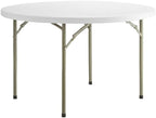 PRO&Family Commercial Round Folding Table, White Top, Powder-Coated Steel Frame, High-Impact Polyethylene Construction, Perfect for Wedding, Party, Shool, Church. (3, 48")