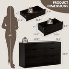 YESHOMY Dresser for Bedroom, 47.2" Modern Wood Chest with 6 Drawers