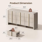 ModernMate Fluted 9 Drawer Dresser for Bedroom, 64.2" Wide White Chest of Drawers, Modern Wood Storage Cabinet with Metal Handles, Anti-Tip Clothes Organizer, Grey