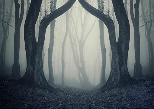 BELECO 10x6.5ft Fabric Dark Misty Woods Halloween Spooky Forest Backdrop for Photography Magic Grove Vampire Evil Trees Background Witch Wizard Sorcerer Ghost Theme Party Decor Banner Photo Props - size: 10x6.5FT