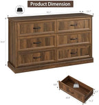 Farmhouse 6 Drawer Dresser for Bedroom, 55" Walnut Dresser with TV Stand