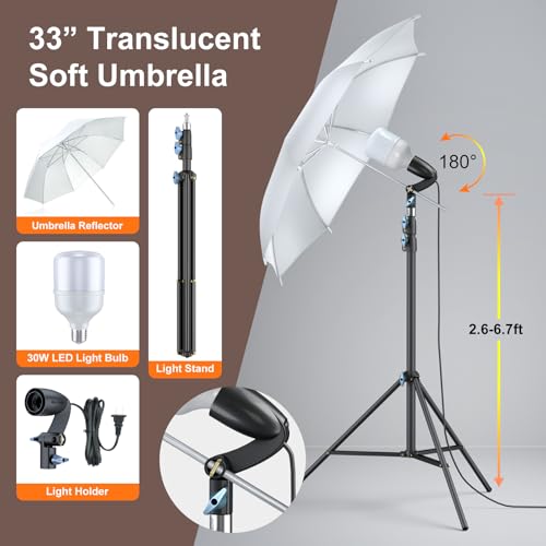 LINCO Lincostore Photo Video Studio Light Kit AM169 - Including 3 Color Backdrops (Black/White/Green) Background Screen