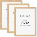 puthiac 8x12 Solid Oak Wood Picture Frames, Natural Oak, 3 Pack