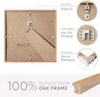 8x8 Picture Frame, Solid Oak Wood 8x8 photo Frame with Mat to 4x4