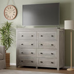 BORNOON Tall 8-Drawer Dresser, Modern Wooden Storage Chest of Drawers, Dresser TV Stand, Wood Drawer Organizer with Metal Handles for Bedroom, Living Room, Hallway