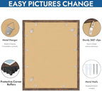Hongkee 16x20 Frames Set of 4, 16 x 20 Rustic Brown Wood Style(Mat 11x14)