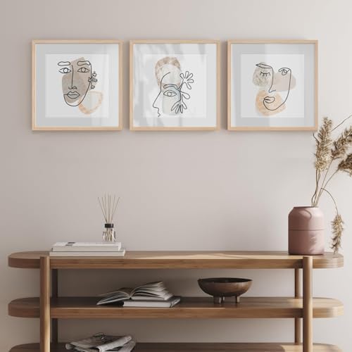 puthiac 16x16 Solid Oak Wood Picture Frames, Natural Oak, 3 Pack