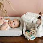PUTSKA Baby Diaper Caddy Organizer for Changing Table – Stylish Nursery Storage Basket, Newborn Essentials, Baby Shower Gifts and Registry Must-Haves for Boy or Girl, Car Diaper Caddy, Corduroy Grey