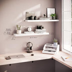 Ballucci Floating Shelves for Wall, 36" Wood Wall Shelf Set of 2, with Invisible Brackets for Bathroom, Living Room, Bedroom, Kitchen, Nursery, 8" Deep, White
