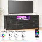 Furnulem 55" Dresser for Bedroom, 9 Drawer Dresser TV Stand for 55"-65" TV