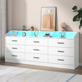 9 Drawers Dresser for Bedroom with Power Outlet,Modern Dresser w/ LED Light