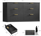 TEENFON Fluted Dresser for Bedroom with 9 Drawers, 63" Wide Modern Chest of Drawers with Metal Handle & Curved Profile Design, Wood Closet Clothes Storage Organizer for Living Room, Hallway, Black
