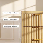 Fluted 47" Tall Dresser for Bedroom with 5 Drawers, Modern Chest of Drawers with Metal Handle & Deep Storage, Wood Closet Clothes Storage Organizer for Living Room & Hallway, Natural Oak Dresser