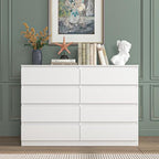 Vibe & Dine Double Dresser 8 Drawer, Modern Wooden Chest of Drawers with Wide Storage for Closet, Bedroom, Living Room, White