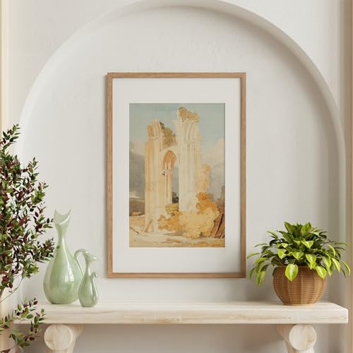 16x24 Poster Frame, Solid Oak Wood 16x24 Frames with Mat to 12x18