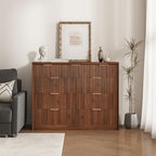 LYNCOHOME Fluted Tall Dresser for Bedroom, 9 Drawer Chest of Drawers,Walnut
