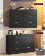 VASAGLE 6-Drawer Dresser, Chest of Drawers, 46.9 x 15.8 x 30.7 Inches