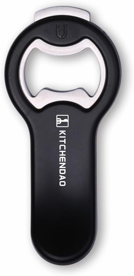 KITCHENDAO 2 in 1 Magnetic Beer Bottle Opener for Fridge and RV with Cap Catcher - Pop Can Soda Can Opener, Stick to Refrigerator for Easy Storage with Magnet, Gift for Men Husband Father