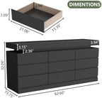 Gyfimoie 9 Drawer Dresser with Power Outlet, Modern Dresser with LED Light