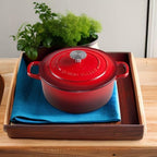 EDGING CASTING Enameled Cast Iron Dutch Oven, 5.5 Quart, Round Dutch Ovens Pot with Dual Handle for Bread Baking, Dutch Ovens with Lid, Bread Oven, Red