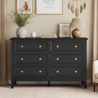CARPETNAL 47" Black Dresser for Bedroom with Modern Gold Handles & 6 Drawer