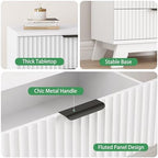 Xixini Fluted Nightstand with 4 Drawers, 31.5" Wide Side Table, White