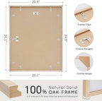 puthiac 20x24 Solid Oak Wood Picture Frames, Natural Oak, 3 Pack