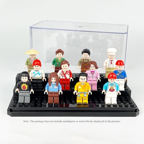 Acrylic Minifigure Display Case Stackable Action Figures Blocks Display Box, Clear Dustproof Display Case Box for Lego Lovers - color: Black, size: Medium 1 Pack