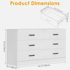 Bigbiglife Wood Dresser for Bedroom, 6 Drawer Double Dresser, Modern Chest of Drawers with Deep Drawers, Large Storage Organizer for Living Room, Closet (White)