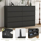 Spaco Black Dresser for Bedroom,Modern 8 Drawer Dresser with Deep Drawer,Wide Storage Chest of Drawer for Closet,Wood Bedroom Storage Organizer Furniture,TV Stand for Living Room